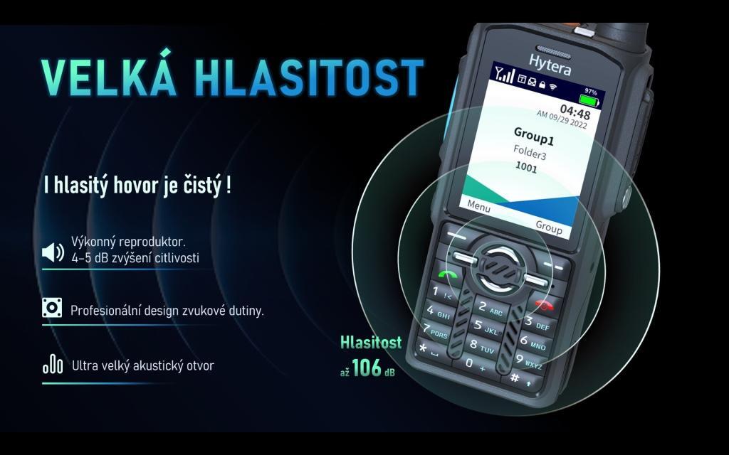 Hytera PT590 nabízí vynikající a hlasitý zvuk
