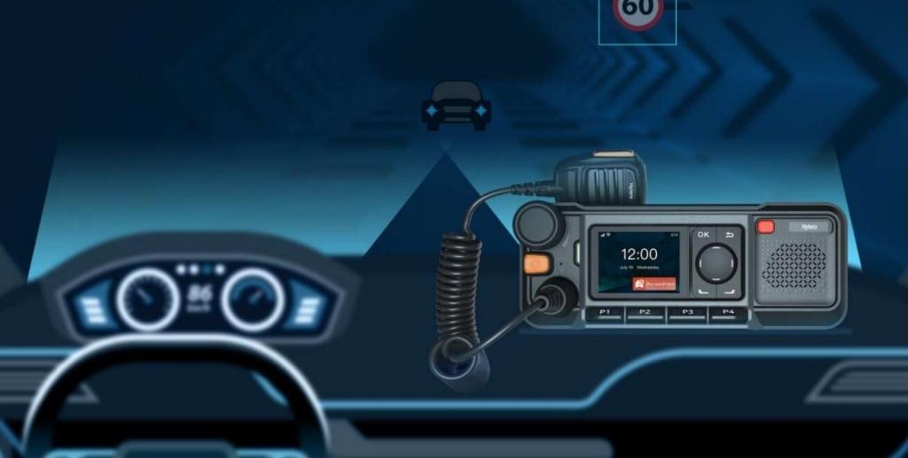 LTE vysílačky Hytera MNC360 je účelně navrženo pro snadné a bezpečné ovládání ve vozidle